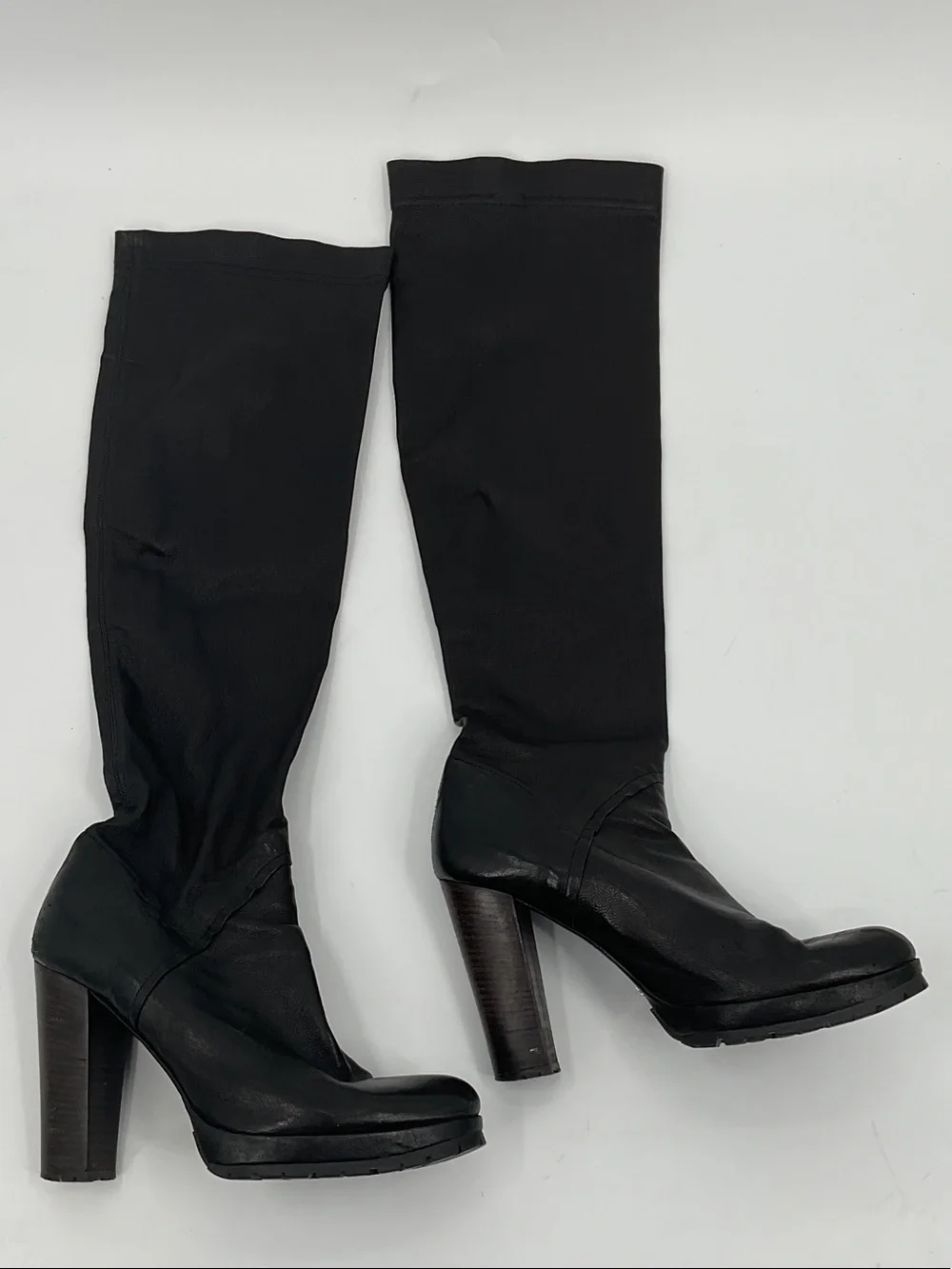 Over-the-Knee Black Leather High-Heel Boots